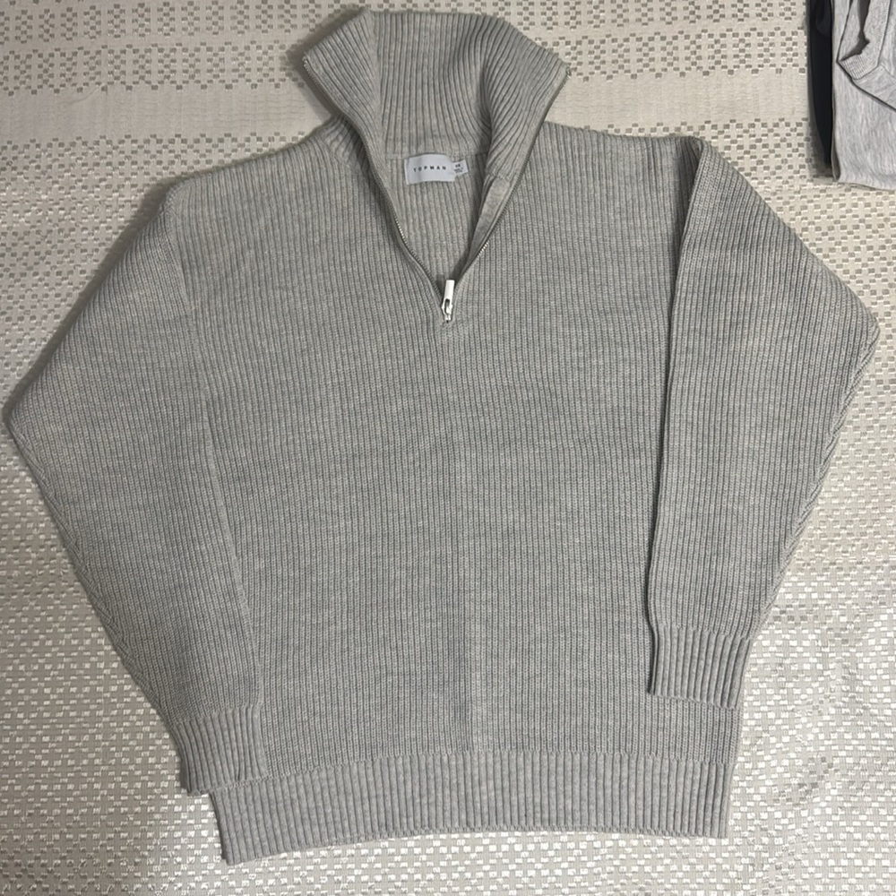 Men's Gray Half-Zip Sweater